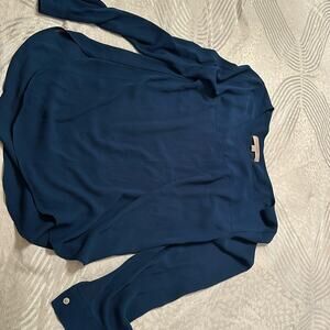 Loft teal long sleeve blouse - size XS